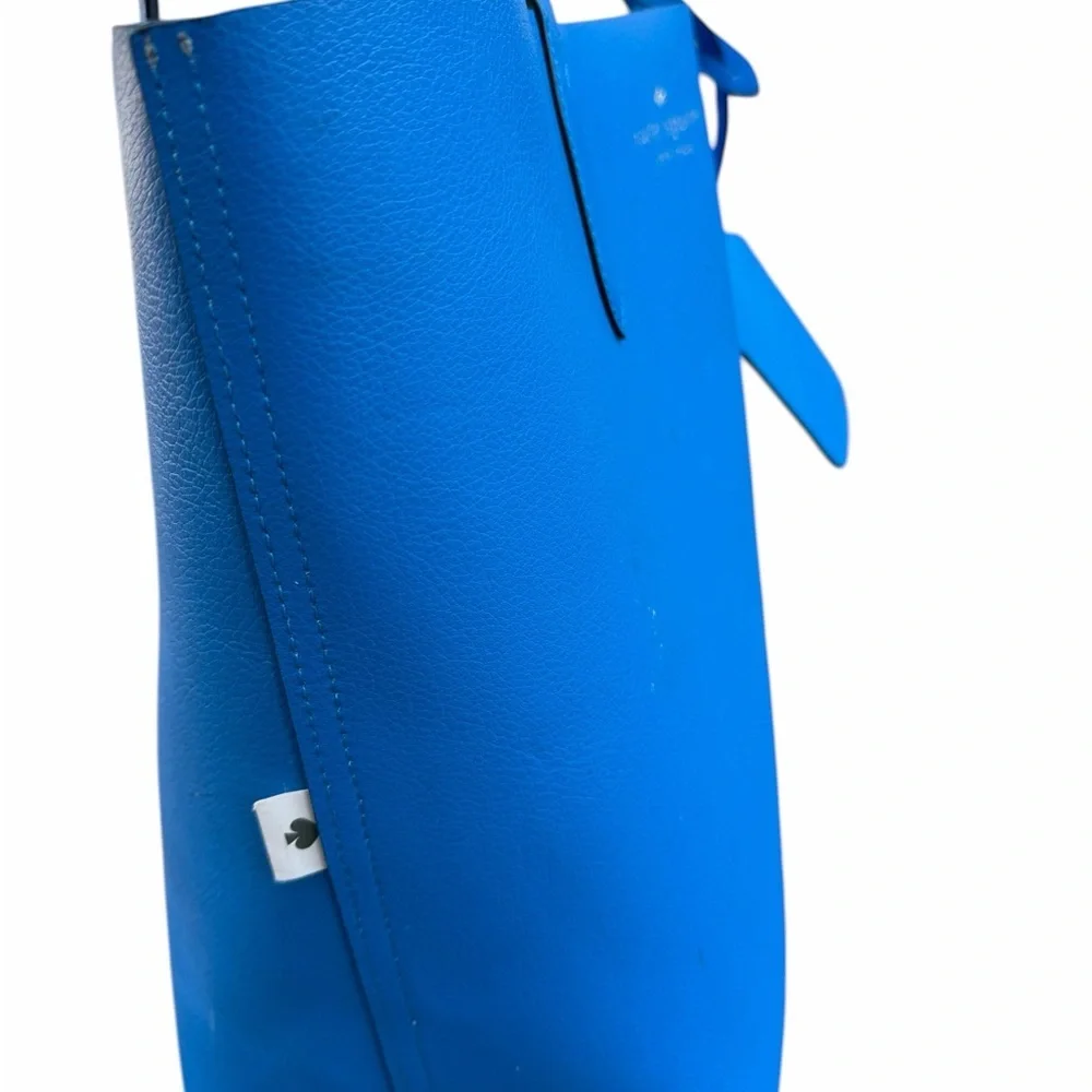kate spade cobalt blue leather tote with hanging pouch
